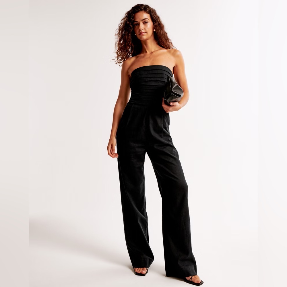 Abercrombie Emerson Linen-Blend Strapless Jumpsuit